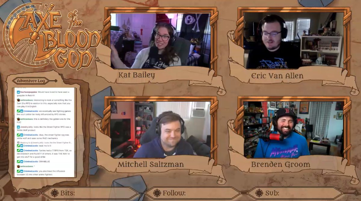 Had an amazing time on Axe of the Blood God today with @The_Katbot, @seamoosi, and @JurassicRabbit. If you missed our discussing on the intersection of fighting games and RPGs make sure you check it out when it hits podcast feeds!