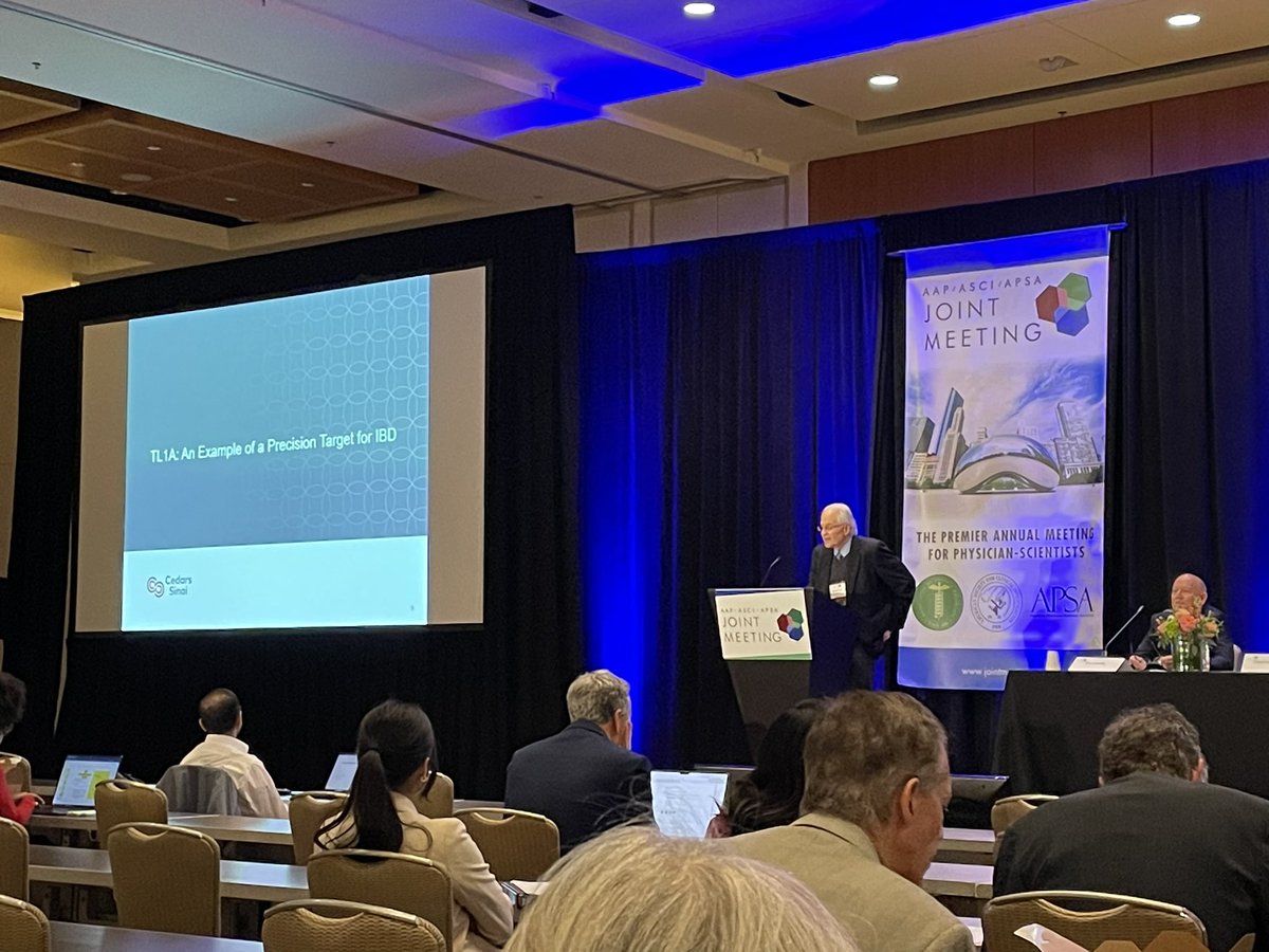 Proud day for @IBDCedarsSinai & @CedarsSinaiMed. Paul Noble chairing plenary session at AAP/ASCI while Steph Targan tells our TL1A story. From GWAS ➡️ effective IBD Rx (& lot of functional work along the journey!) hopefully leading to improved lives for people with Crohn’s & UC