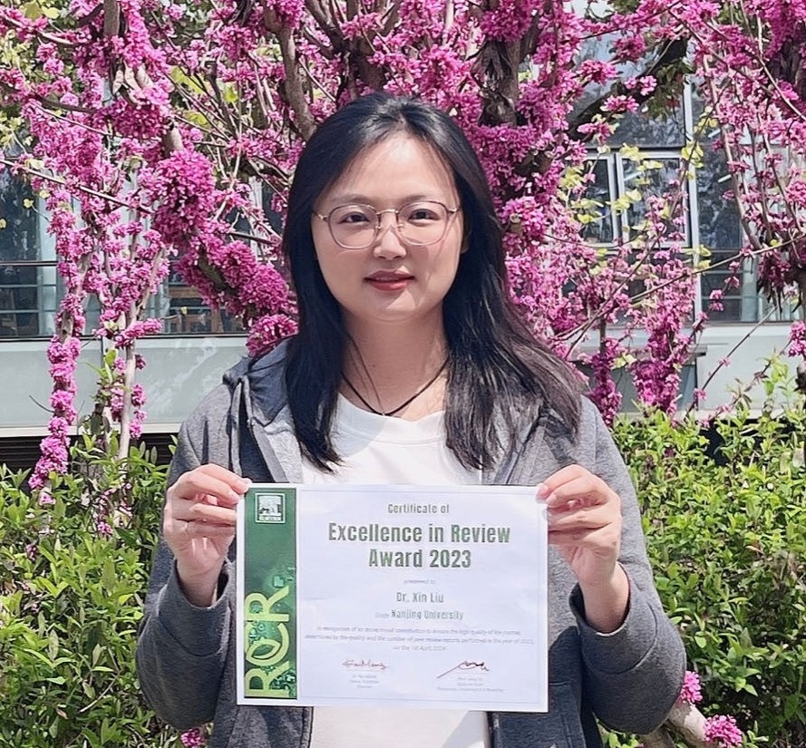 Congratulations to Dr. Xin Liu on receiving the RCR Excellence in Review Award in recognition of her timely, constructive review services to the journal in 2023. Thank you for your contribution to the maintenance of scientific standards and safeguarding of our research field!