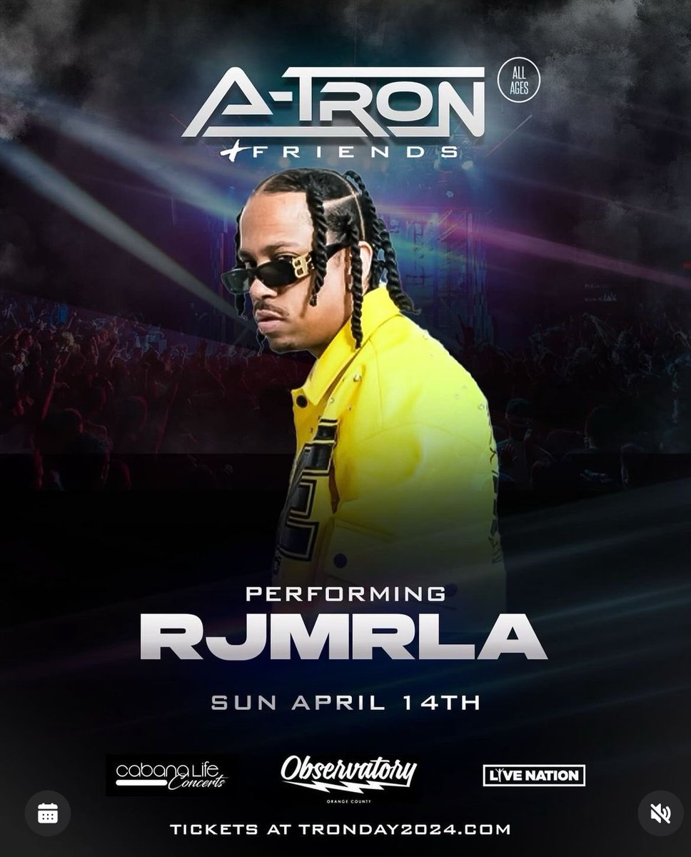 Don’t miss history!!! @rjmrla performance @DJA_Tron & Friends. April 14th @ObservatoryOC . Ticket link below ⬇️ : concerts.livenation.com/cabana-life-co…