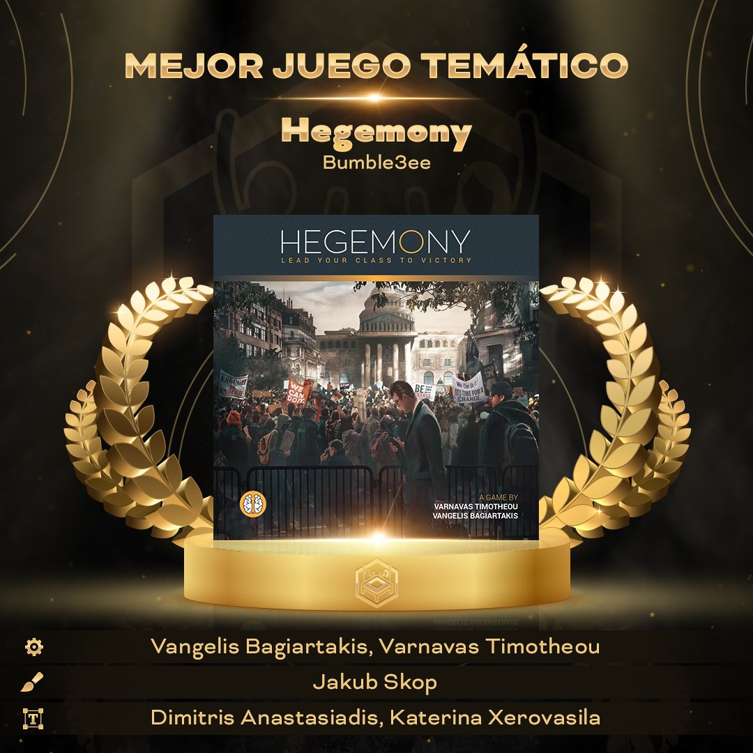 El premio al mejor juego temático es para... HEGEMONY, publicado por @Bumble3ee_Int