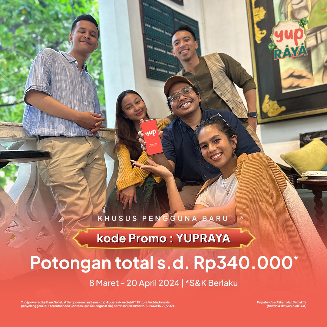 thinkyup_id's tweet image. Lebaran sebentar lagi belum jadi Yupers? Download Yup dengan kode promo YUPRAYA sekarang, karena selama ramadan kamu bisa nikmati Voucher potongan s.d Rp340rb..

cek selengkapnya yupmkt.onelink.me/9NvA/RBppbs

#Yup #AggregatorForBetterPaylater #YUPRAYA