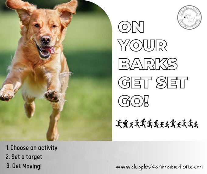 Will you #MoveItForDogs this spring, summer?      

Set up your own fundraising page donorbox.org/move-it-for-do…    
Choose an activity & a target & get moving!     
See more here dogdeskanimalaction.com/move-it-for-do…

 #dogsoftwitter #dogsofx #k9hour