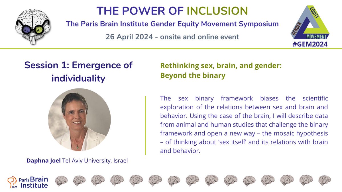 neurodaniela's tweet image. &quot;The Power of Inclusion&quot; @InstitutCerveau (or online) is already this Friday!

I will be moderating the session &quot;Emergence of  individuality&quot; with the extraordinary @bassemh1 @DanaRubiLevy @DaphnaJoel. Be part of the discussion too! 😊

Sign up here 👇
tickettailor.com/events/parisbr…