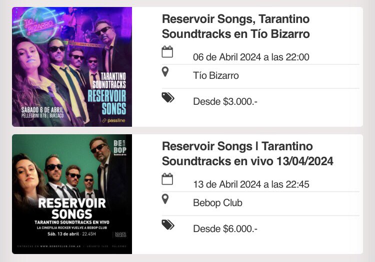 Hoy Tío Bizarro en zona sur / Próximo sábado en @bebopclub Palermo. Todos los tickets en @Passline_Arg // Venga y tarantinee con nosotros.