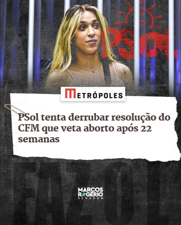 PSol tenta derrubar resolução do CFM que veta aborto após 22 semanas

A líder da federação PSol-Rede na Câmara, Erika Hilton, tenta derrubar resolução do CFM que, na prática, veta aborto após 22 semanas

#Psol #esquerdamaldita #aborto