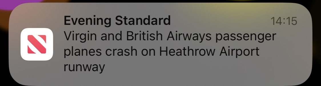 I guess a ‘low speed touching of wingtips, which happened not on the runway, but next to the terminal with one of the planes being empty of passengers’ isn’t such a dramatic headline.