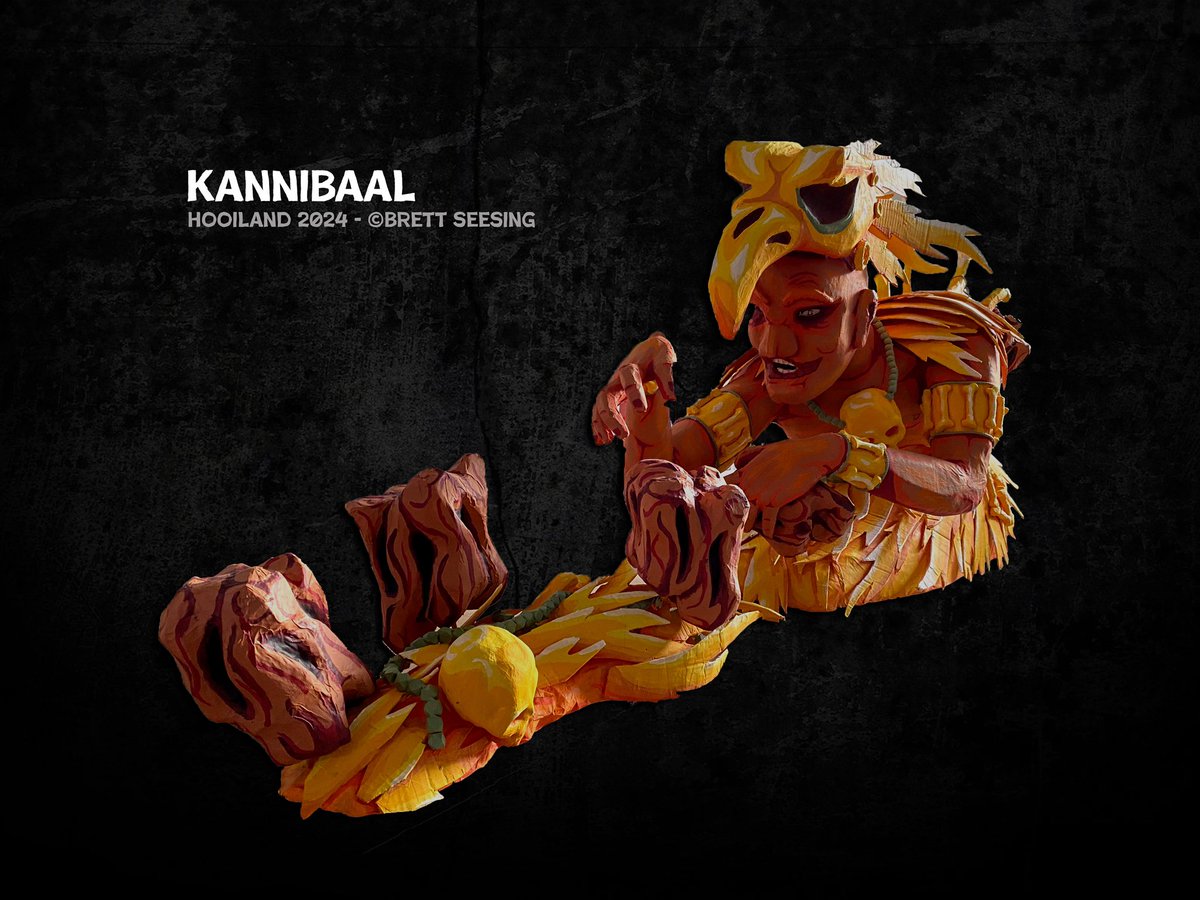 Hongerig naar meer, is dit primitieve figuur op zoek naar zijn volgende maal. 

Met trots presenteren we de maquette van ‘KANNIBAAL’ een ontwerp van Brett Seesing  voor <a href="/bclichtenvoorde/">Bloemencorso Lichtenvoorde</a> 2024!