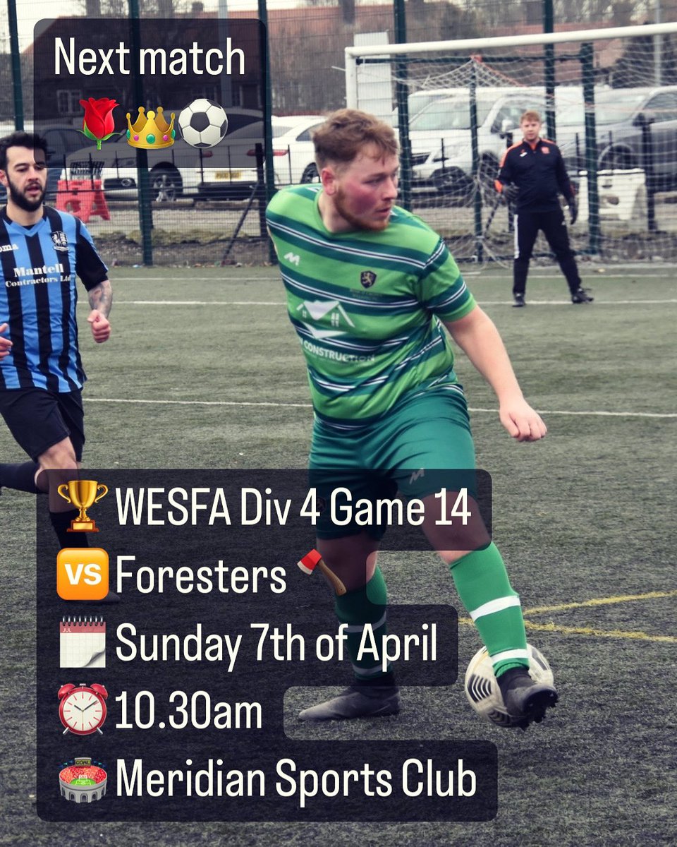 Sunday sees us take on @ForestersFC21. It’s our final home game of the season and is likely to be our last ever chance to wow the punters at Meridian 😢 Failure to win will almost guarantee we finish in the @WESFA_Football div 4 relegation spots 😳