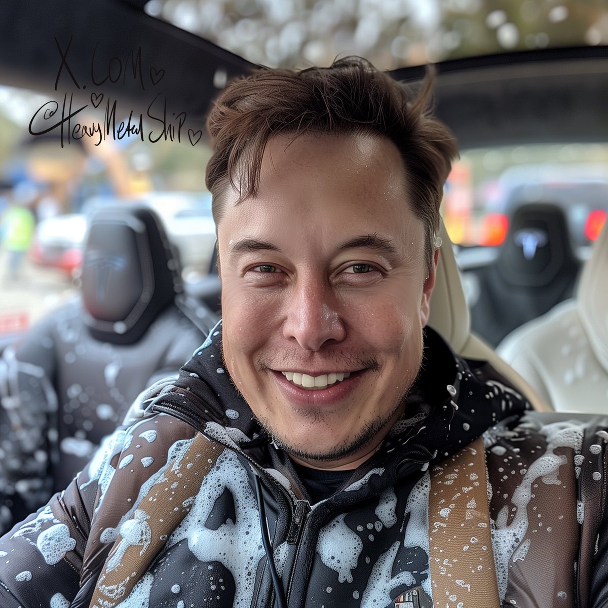 While Elon was driving yesterday and showing off his self driving Tesla, he noticed that his car was pretty dirty from all the adventures he’s been going on and so today Elon is shampooing and detailing the interior of his Tesla! ✨🚘🫧 Do you like to clean your car?
