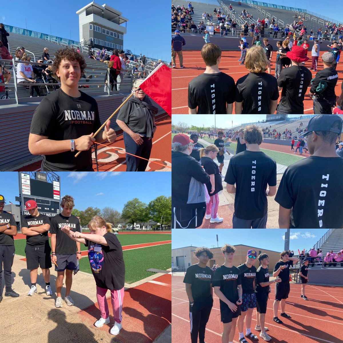 It’s a Community Service Weekend! Norman High Football served last night at Monroe Elementary’s Family Fun Night and today we served at the Boomer Sooner Area Special Olympics Track Meet! We love do song ways we can serve our community! Fight On!Tigers!