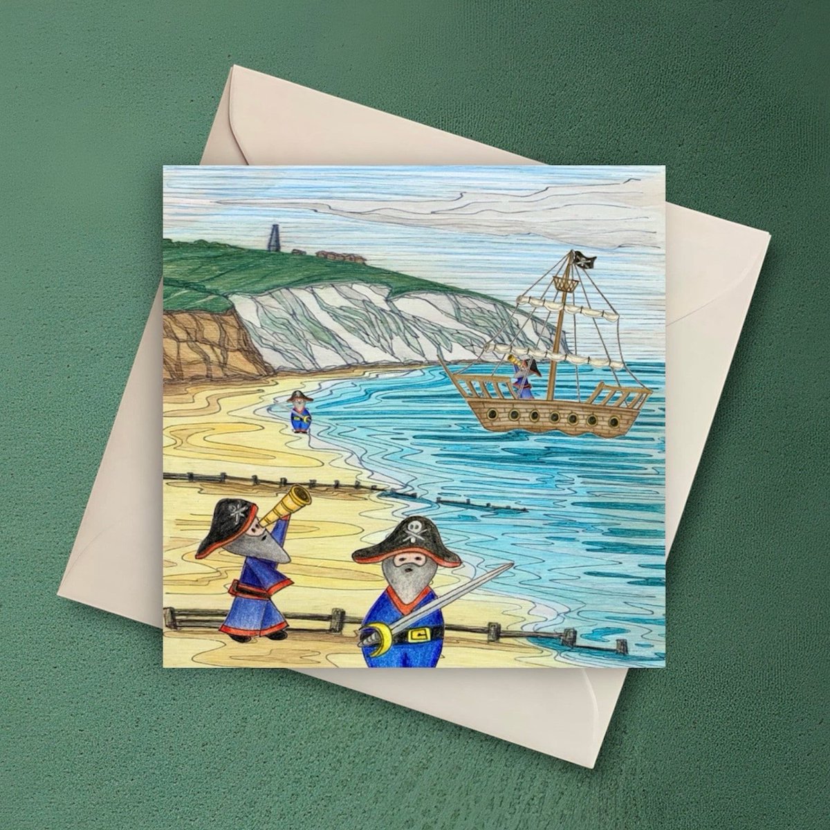The pirates have landed on the #isleofwight 🏴‍☠️ original art print greetings cards deejavuart.etsy.com/listing/167977…

#iow #artgifts #ukgiftam #etsy #originalart #supportsmallbusiness #shopindie