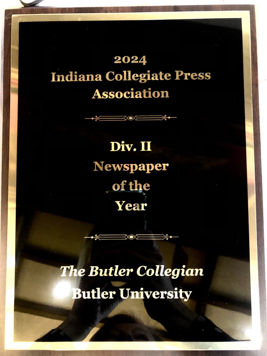 Outstanding work of the @butlercollegian recognized with the Newspaper of the Year award today! 
So proud of all of you and thankful for the work you do to keep the community @butleru informed!
And thank you to the @ButlerCCom and @JValenzano3 for supporting students!