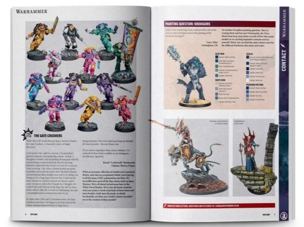 Hard to put into words the feeling of seeing the Gate Crushers, my series of LGBT Pride inspired space marine, in the pages of White Dwarf. It's kinda surreal, ngl.