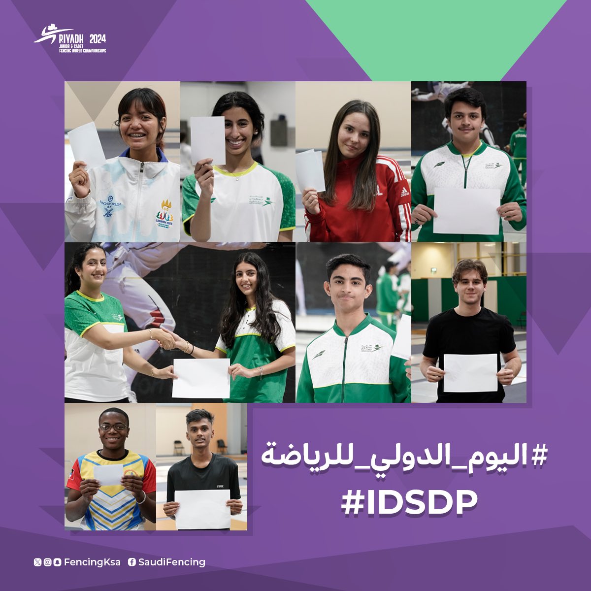 FencingKsa's tweet image. On #IDSDP 🌍, we celebrate fencing’s power to unite and inspire. Embrace the discipline and teamwork of fencing for peace 🤝🤺

#FIEJCWCH | @peaceandsport