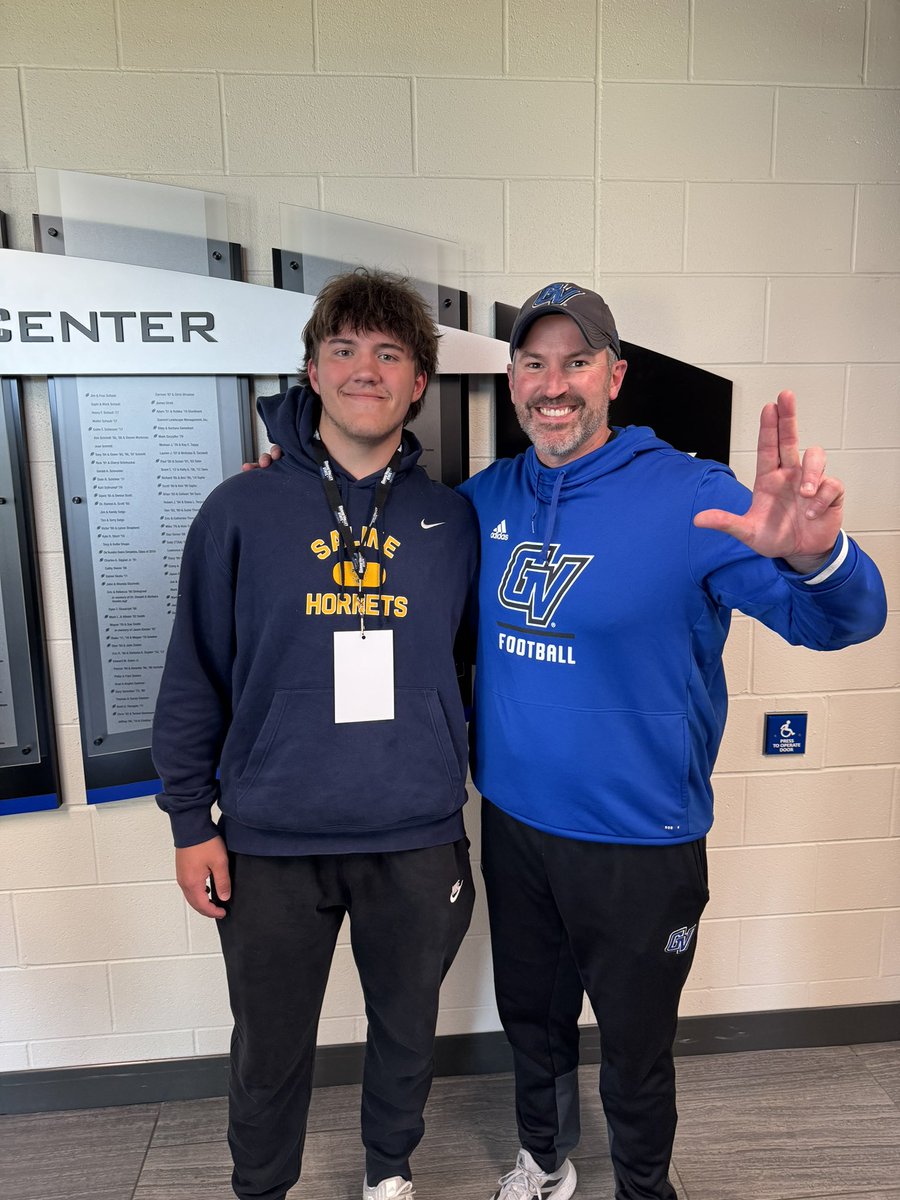 Had an awesome junior day at @gvsufootball today! Thanks @CoachWooster @CoachZeekGVSU @CoachRumz58 for the opportunity! I can’t wait to get back on campus! @CoachPostmaGV @CoachLouisGVSU @CoachStuddGV @TheD_Zone @CoachShort_ @SalineFootball @Ecrume_52 @_coachpoe @alex_pallone…