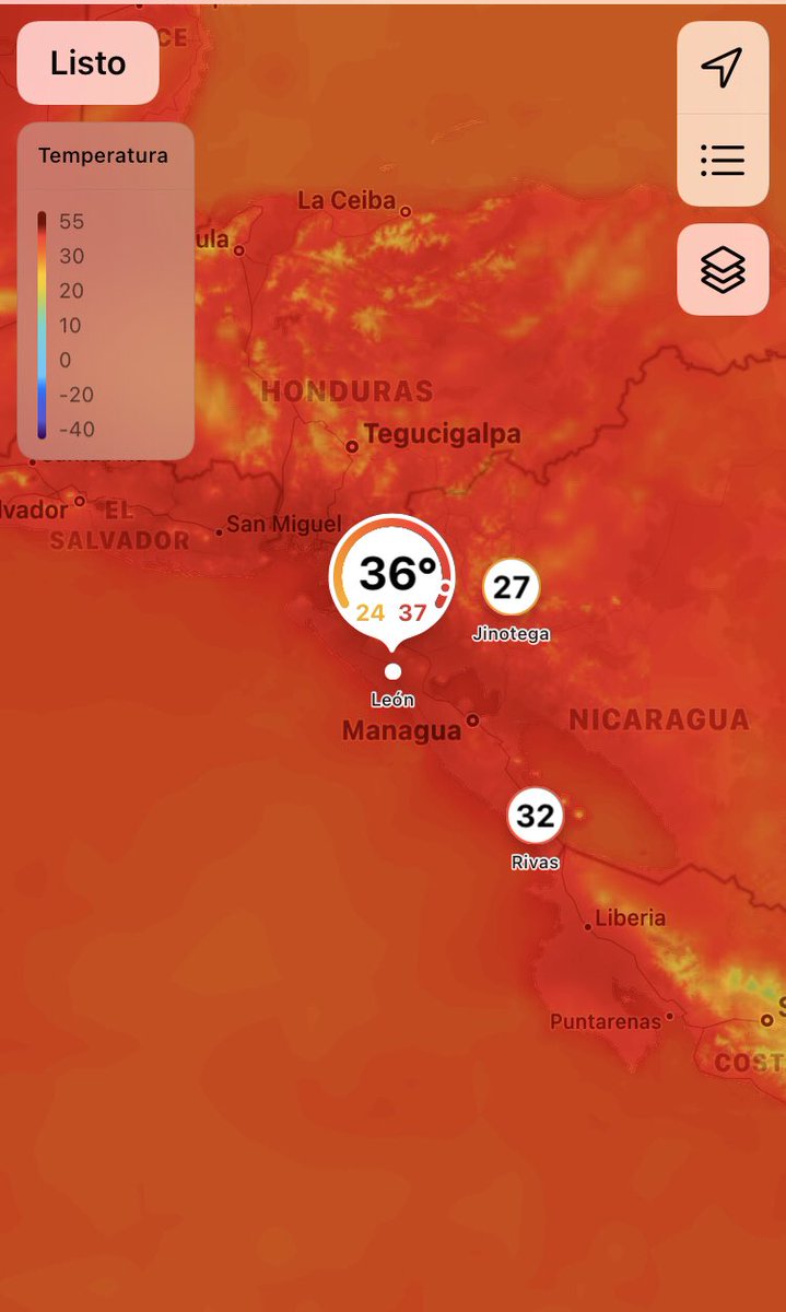 Así nos estamos cocinando por León, 36 grados con una sensación térmica de 39 grados. Queremos lluvia urgente!!! #Nicaragua @Atego16 @Elleon19julio79 @CampitoLeon @esbeltania @RDRFSLN_ @istamati @Ge_Sus26 @yadercino_zen