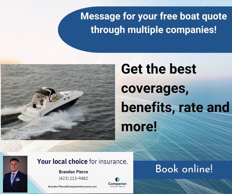 Message me for quotes through 5+ companies for boat insurance and 10+ companies for all specialty vehicles like Motorcycles, RV's, ATV'S, and more!#TNTrustedinsuranceagent #Localinsuranceagent #Boatinsurance #RVinsurance #ATVinsurance #Motorcycleinsurance #FulltimeRV #Bassfishing