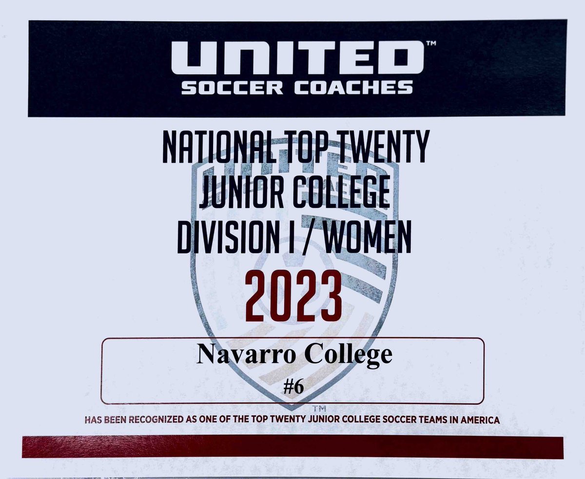 🏆 Honored to announce that our @navarrocollegesoccer has been recognized as the #6 team in the country by United Soccer Coaches! 🎉⚽️ This achievement is a testament to the hard work, dedication, and talent of our incredible athletes and coaches. @NavarroCollege