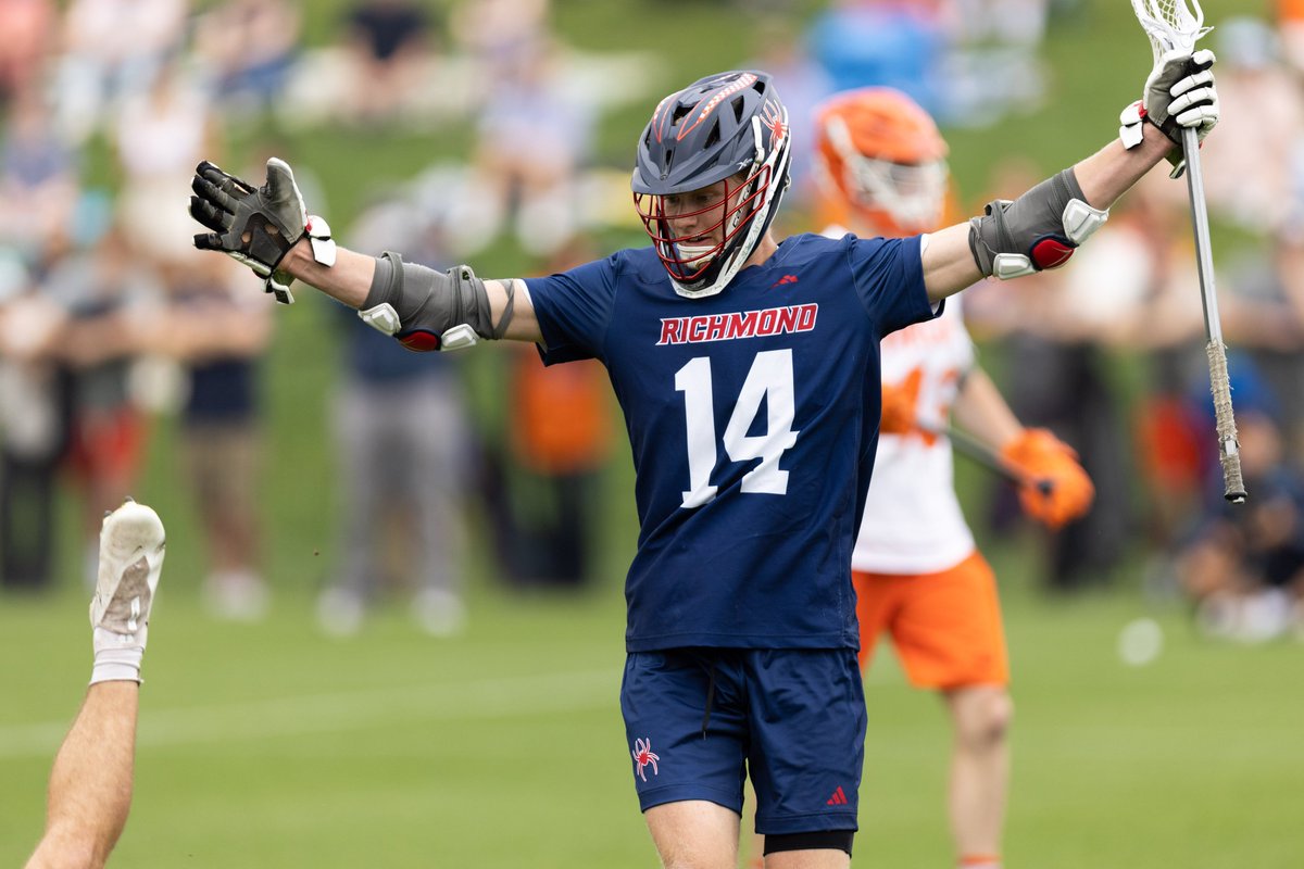 'Werewolves of London' seemed stuck on repeat. A 'howling' day for @SpiderMLAX senior attack Luke Grayum, who tied program record with seven goals (all in first half) in @atlantic10 W over Hobart. richmond.com/sports/college… via @RTDSports