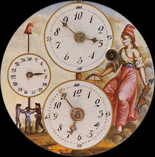 Le 24 novembre 1793, les révolutionnaires français adoptent un décret, qui instaure des jours de 10 heures, des heures de 100 minutes et des minutes de 100 secondes.