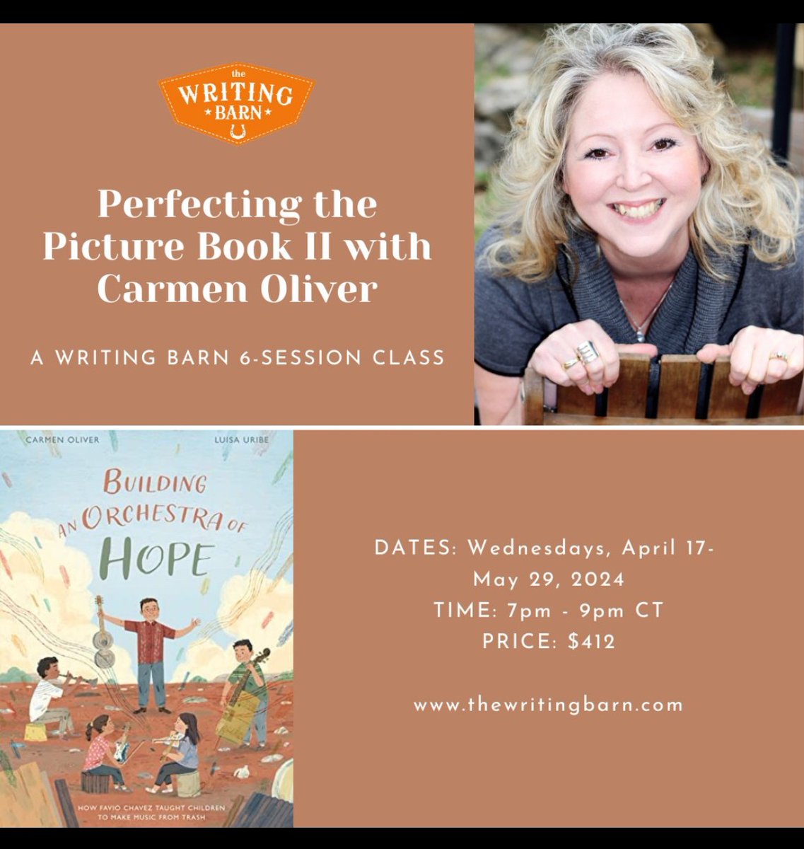 If you want to Level-Up your writing career, check out this 6-week class! So many good things will come out of it! Carmen is an amazing, multi-published, awarded and sought-after author. Starts next week! #kidlit #writingcommunity thewritingbarn.com/class/perfecti…