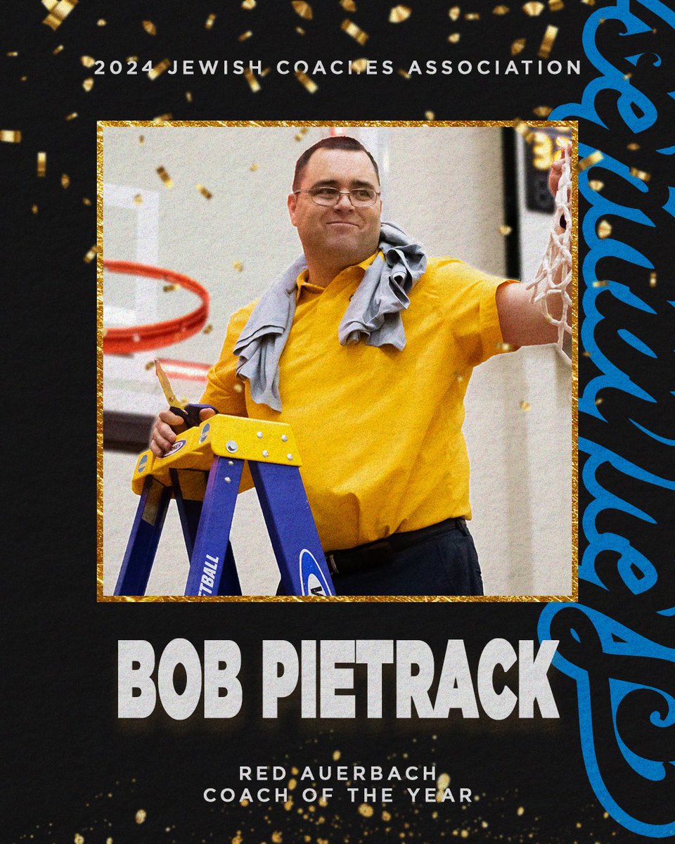 He led a new starting five to its second straight RMAC Tournament Championship and back to the NCAA Tournament Round of 32!🏆 Your 2024 @JewishCoaches Red Auerbach Coach of the Year, Bob Pietrack!🎊 #ToTheTop