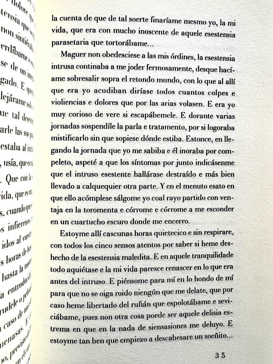 I’d like to nominate Héctor A. Murena’s novel Folisofía as the official “Spanish-language” counterpart to James Joyce’s Finnegans Wake. I get the impression that I’m reading a text by Antonio de Nebrija with a touch of many Romance Languages on every page. Absolutely wild.