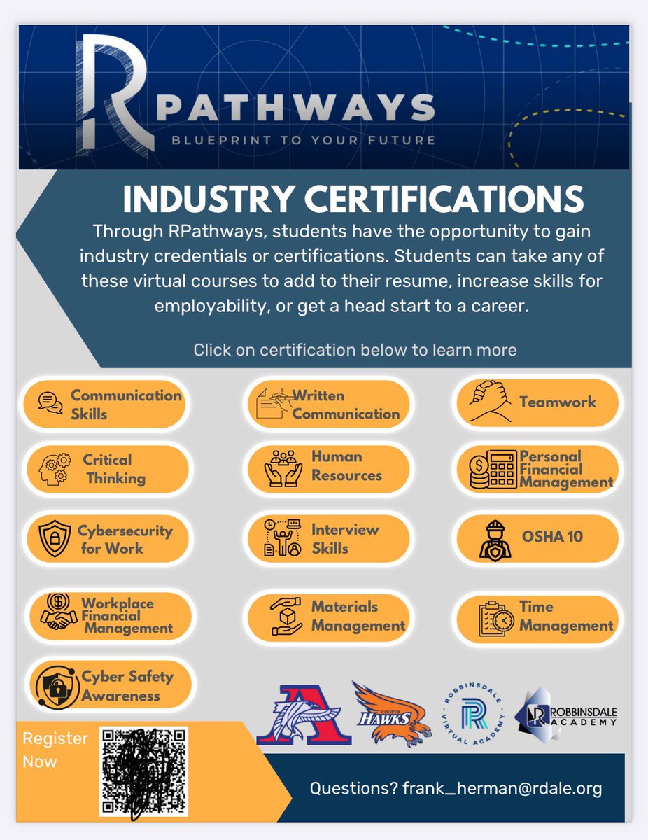 As part of our Robbinsdale School’s RPathways, we will be rolling out our Industry Certification courses for students. Excited for them as they explore their Career Pathway opportunities. <a href="/ISD281/">Robbinsdale Area Schools</a> <a href="/falcon_apa/">Armstrong Parent Association</a>
