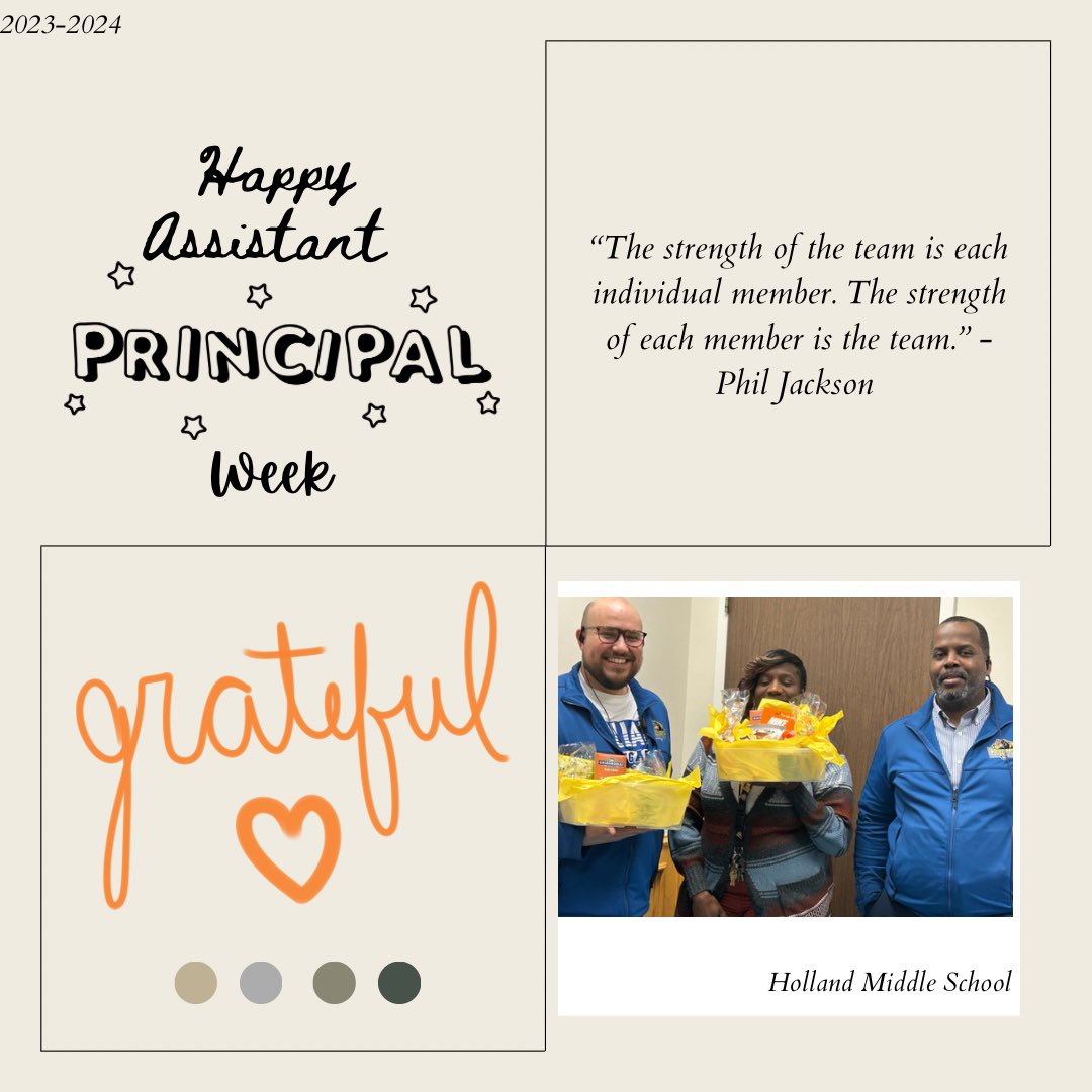 Happy Assistant Principal’s Week! We were able to celebrate the hard work and dedication of Coach Collins, Mr. Sipp, and Mr. Whitaker this past week. Their support and guidance plays a vital role every day! Thank you for all you do!