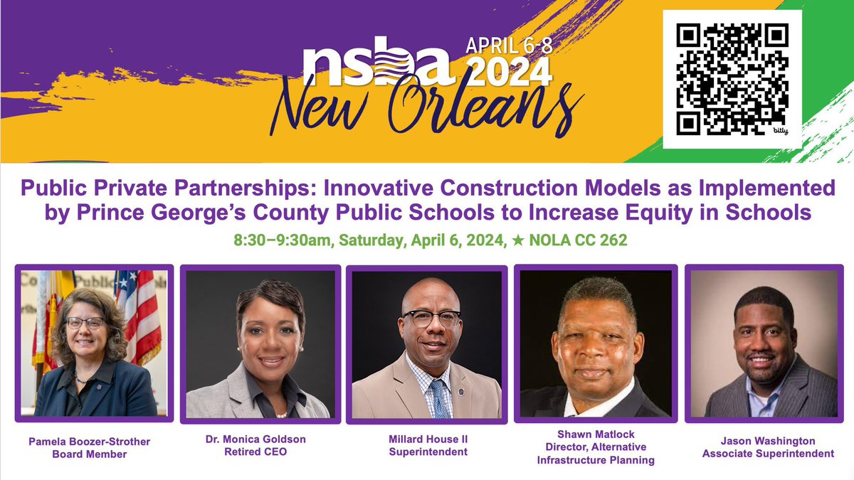 Teamwork! Superintendent @MillardHouseII and former CEO @drmonicaceo joined Board Members and district leaders to share the success of our Blueprint Schools construction program at the @NSBAPublicEd conference! #PGCPSProud