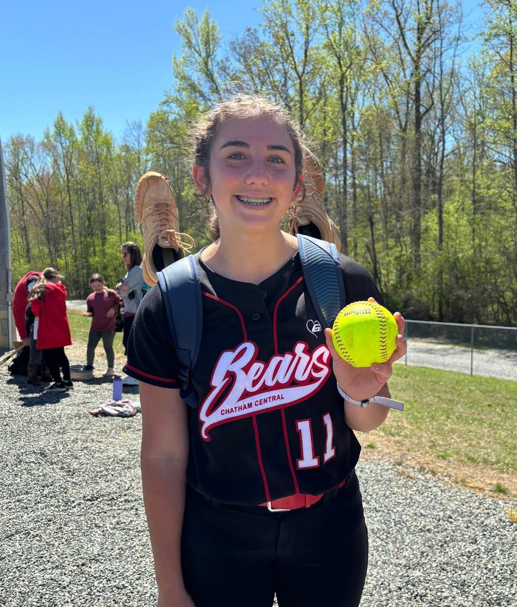 Chatham Centrals player of the week Maddie K showing us all just what it means to #beardown! 

 Maddie pitched a 9 inning game for Chatham Central today, hit the winning run and it was her first home run.