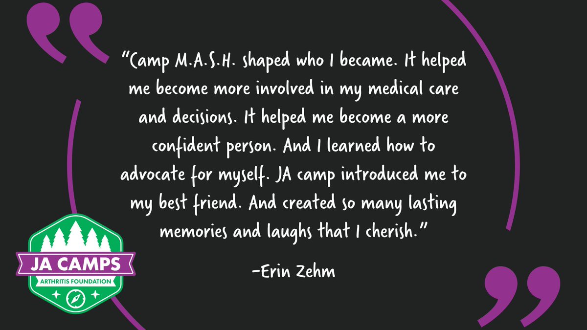 Erin Zehm attended JA Camp in Wisconsin for nine years as a child. She says her experience at a young age shaped her future in many ways. bit.ly/3xk9WxI #KidsGetArthritisToo