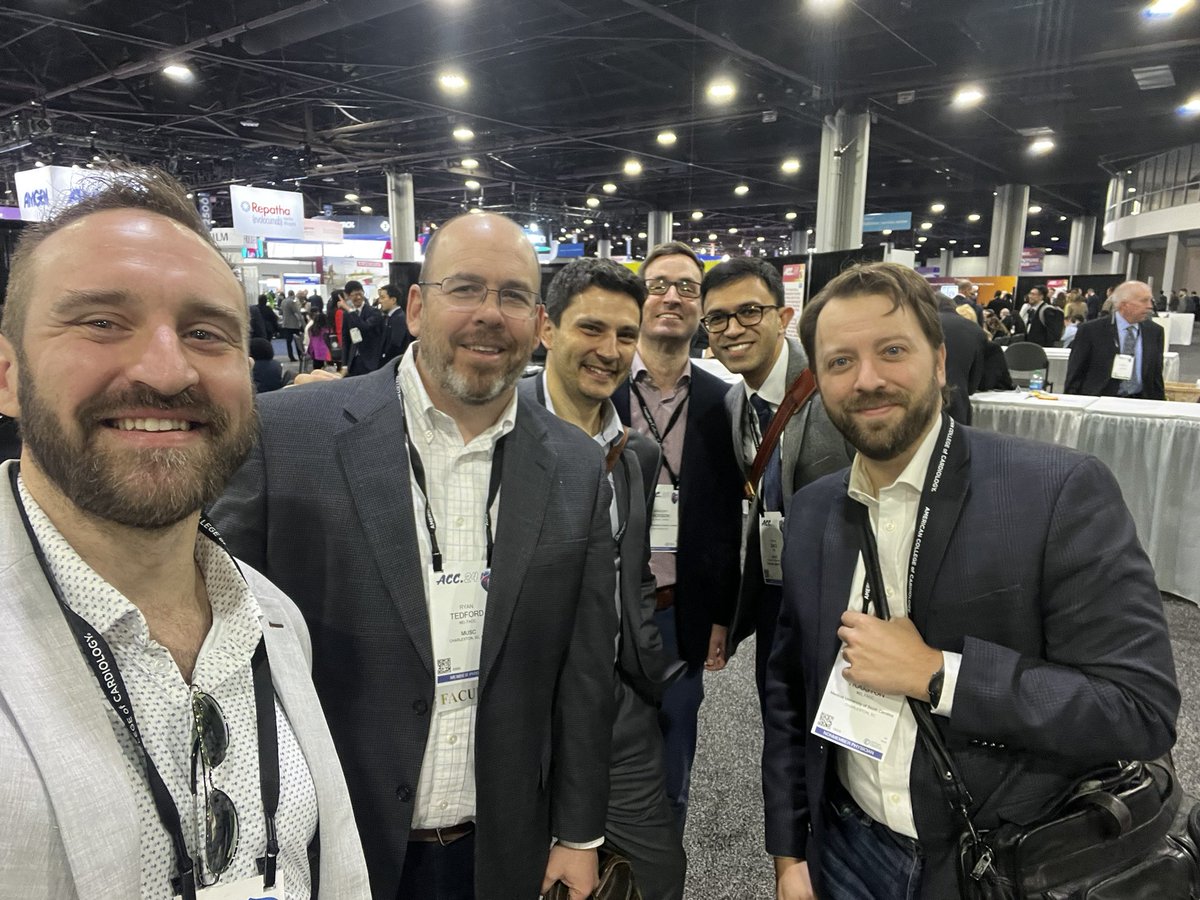 MUSC crew at #ACC24. Topics of discussion including - running marathons - trending peak VO2 (Apple Watch) - interesting hemodynamics cases (undifferentiated LE edema with normal TE and normal NT-proBNP) @RyanTedfordMD @Carnicelli_Ant @GregJacksonMD @Brian_Houston12 @VishalNRao