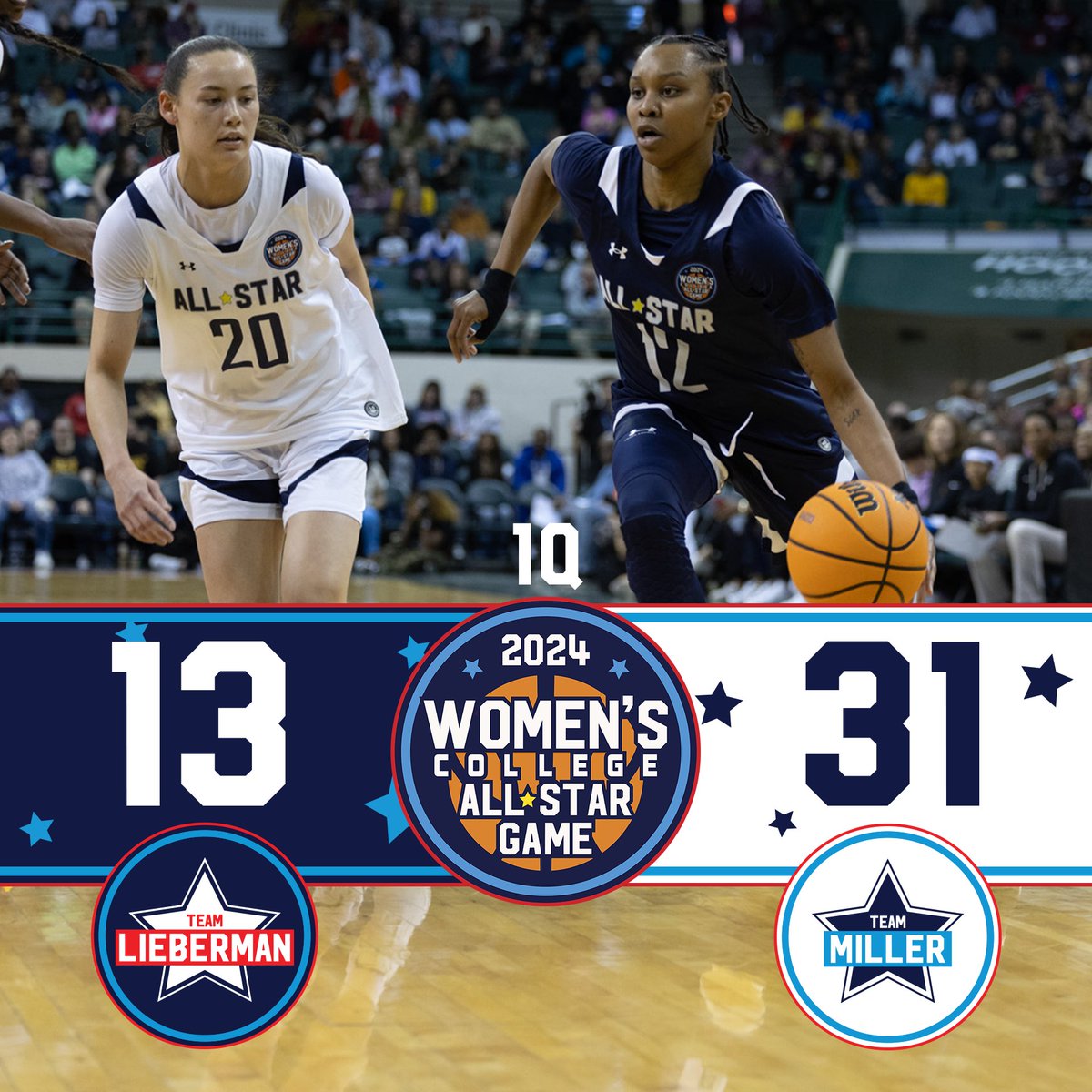 Team @cheryl_miller31 with the lead after 1. #WomensCollegeAllStarGame