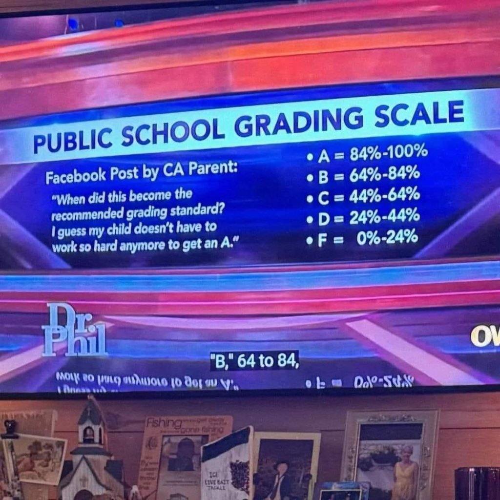 In the 1990s, 94% was an A and anything lower than 60% was a failing grade. The actual and literal dumbing down of America right in front of your eyes. 🤬