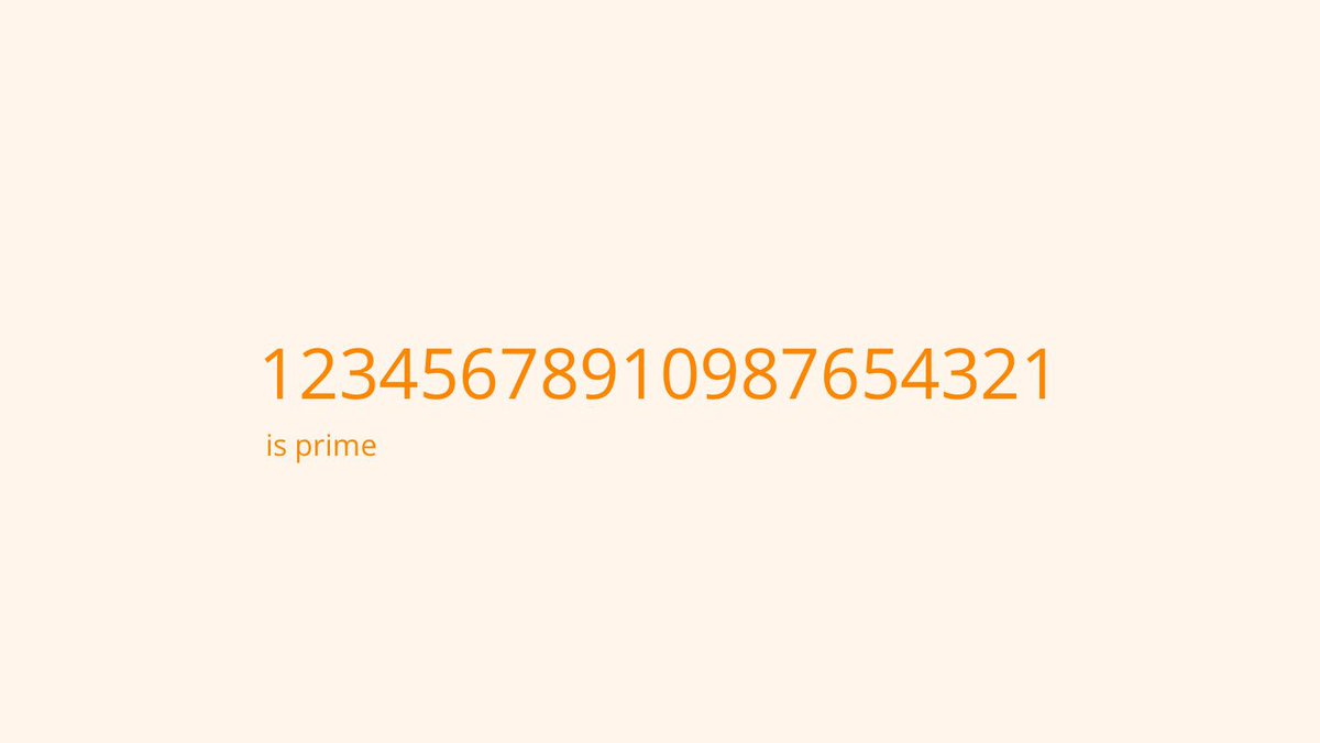 Sequentially stringing together all the numbers from 1 to 10 and then back down to 1 gives the first ‘memorable prime’: 12345678910987654321 The next is probably the ‘gigantic’ 17350-digit: 12345678910111213…244524462445…13121110987654321 But we know of no others.