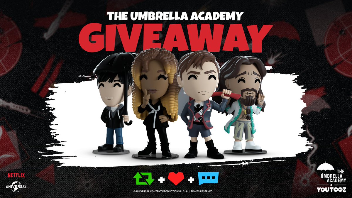 youtooz's tweet image. #umbrellaacademy collection giveaway ☂️

to enter to win the full set 👉 retweet &amp;amp; like this post then comment the netflix series u want to see as youtooz next! 

3 winners announced april 9th ☔️