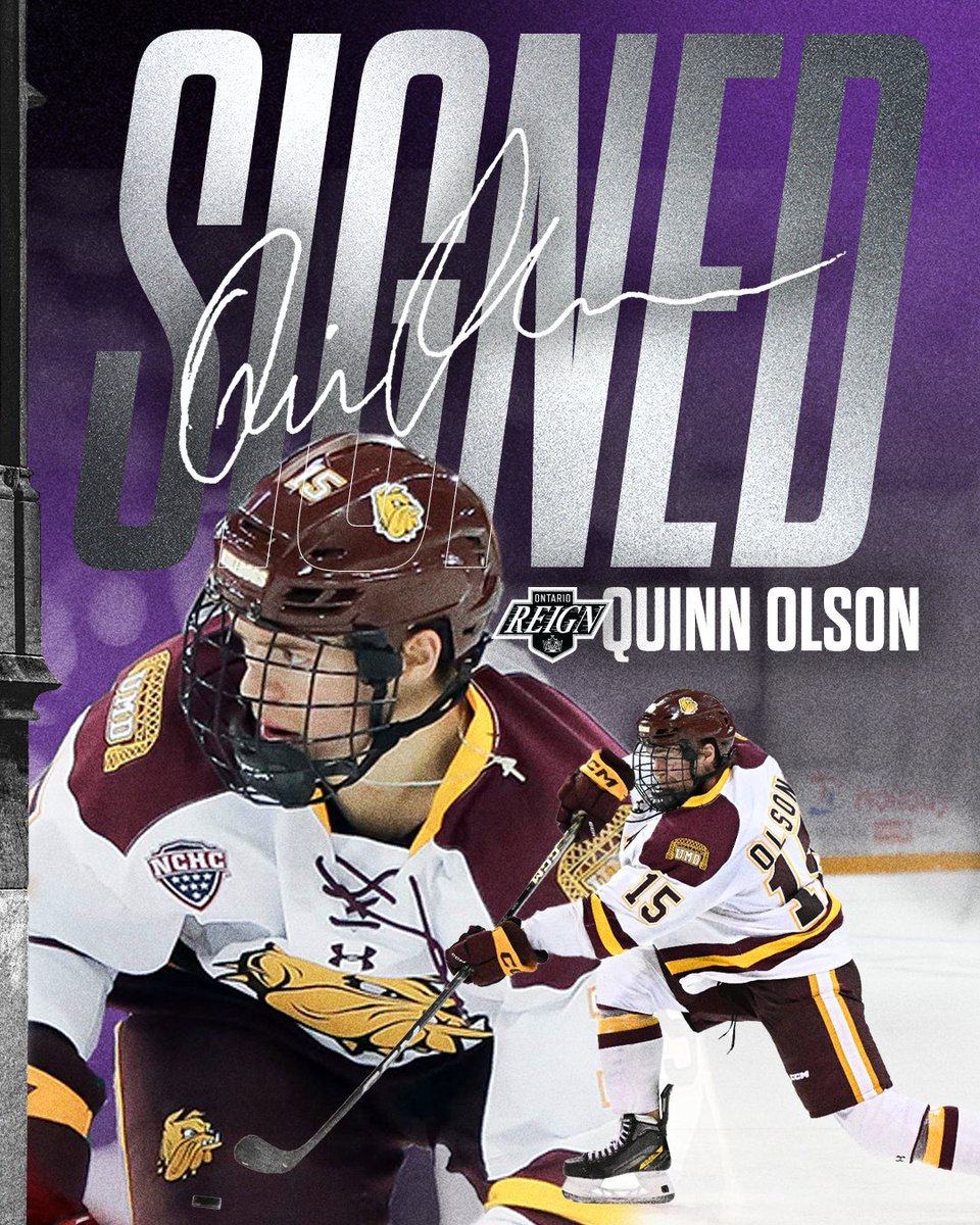 The #ReignTrain have signed @UMDMensHockey forward, Quinn Olson to an ATO. Welcome aboard, Quinn! 📰 bit.ly/4cLTvdK