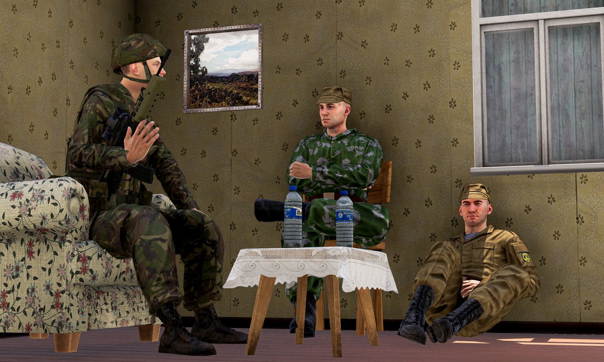 'Our governments may be enemies, but our people are not - 1989'

A British soldier has a conversation with two captured Soviet VDV soldiers.

#Arma3 #ArmaPlatform #ArmaPhotography