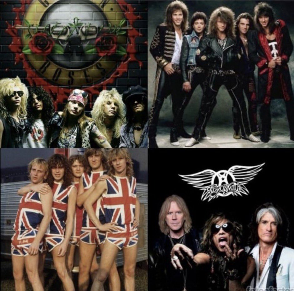 Which band do you prefer to see live? 👇🏻 - Guns N' Roses - Bon Jovi - Def Leppard - Aerosmith