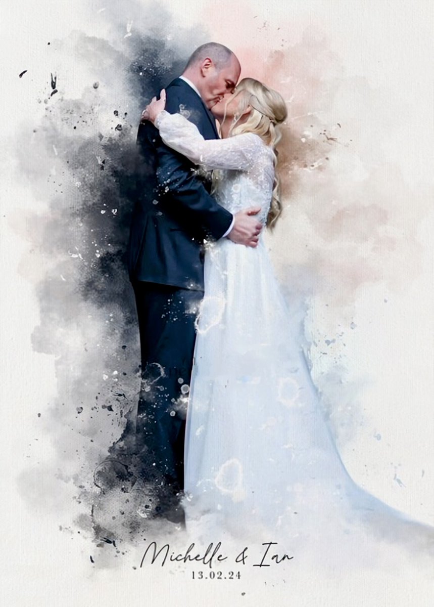 Michell6815's tweet photo. Just had this picture created from one of our wedding photos... love it 💖 https://t.co/kXoQslgMMP