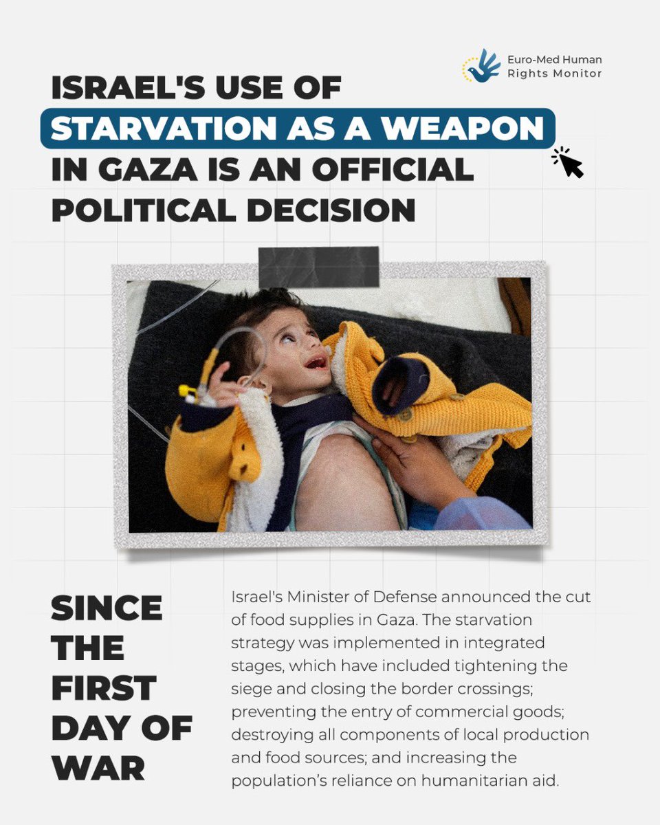 Killing starving Palestinians and targeting aid trucks is a deliberate Israeli policy to reinforce famine in the #Gaza Strip, a new Euro-Med Monitor report finds⤵️ euromedmonitor.org/en/article/6259