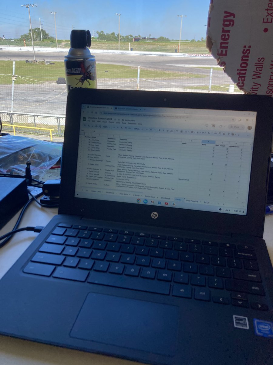 Getting setup in the tower. Notes are key. #ItsShowtime #ShortTrack #LocalRacing