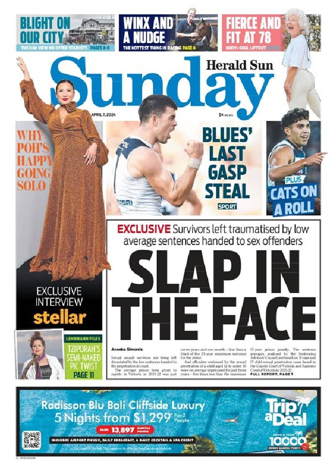 𝙵𝚛𝚘𝚗𝚝 𝙿𝚊𝚐𝚎𝚜 𝚃𝚘𝚍𝚊𝚢 📰 (@ukpapers) on Twitter photo 🇦🇺 Slap In The Face
▫Analysis of Victorian sexual assault cases has revealed the shocking truth of the average jail terms given to rapists and those found guilty of sexual penetration of a child aged 12 to under 16
▫<a href="/AneekaSimonis/">Aneeka Simonis</a>
#frontpagestoday #Australia <a href="/theheraldsun/">Herald Sun</a> 🇦🇺 🇦🇺 Slap In The Face
▫Analysis of Victorian sexual assault cases has revealed the shocking truth of the average jail terms given to rapists and those found guilty of sexual penetration of a child aged 12 to under 16
▫<a href="/AneekaSimonis/">Aneeka Simonis</a>
#frontpagestoday #Australia <a href="/theheraldsun/">Herald Sun</a> 🇦🇺