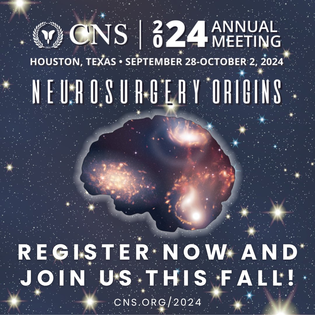Join us for #2024CNS in Houston, TX, September 28-Ocotber 2 for the most exciting neurosurgical meeting of the year! Connect with colleagues, experience new technologies & inspiring speakers, & so much more. We can't wait to see you there: cns.org/2024 #houston #nsgy