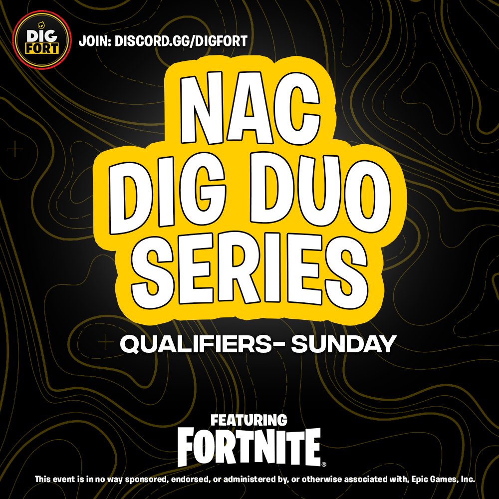 🏆NAC DIG DUO Series🏆 💰Compete for $1500 USD 📅Qualifier 1: Sunday 8:00pm EST Warmup for FNCS Qualifiers! Register: 📌RT & Reply with duo 📌Follow @DignitasFN @DIGFort 📌Join Discord: discord.gg/digfort