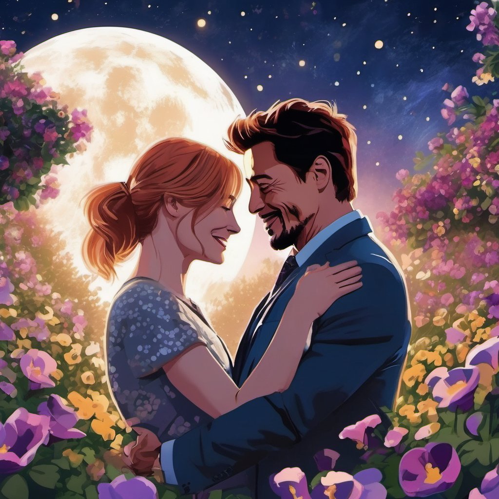 AneekLone's tweet photo. Yes, it’s only possible with AI (Aneek’s Intelligence) ;)

Prompt: Aneek and she in dreamy fairy heaven sharing a platonic moment surrounded by garden full of pansies  with moon in full glory and shimmering stars in the sky. 🤭
#Pepperony https://t.co/AQuTRo5MSC