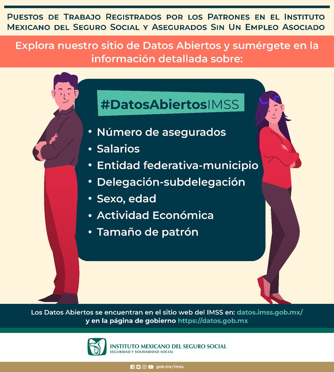 #DatosAbiertosIMSS Explora nuestro sitio de Datos Abiertos 🧑‍💻 y sumérgete en la información que está a disposición.

💻Ingresa a datos.imss.gob.mx