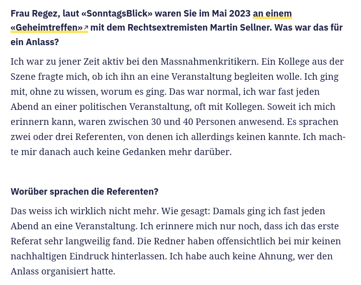 Eine Studentin der Politikwissenschaft und Strategiechefin einer politischen Partei wird also gänzlich uwissend an eine rechtsextreme Veranstaltung mitgenommen, und sie kann sich bis heute beim besten Willen nicht erinnern, wer dort überhaupt anwesend war. Klaro!